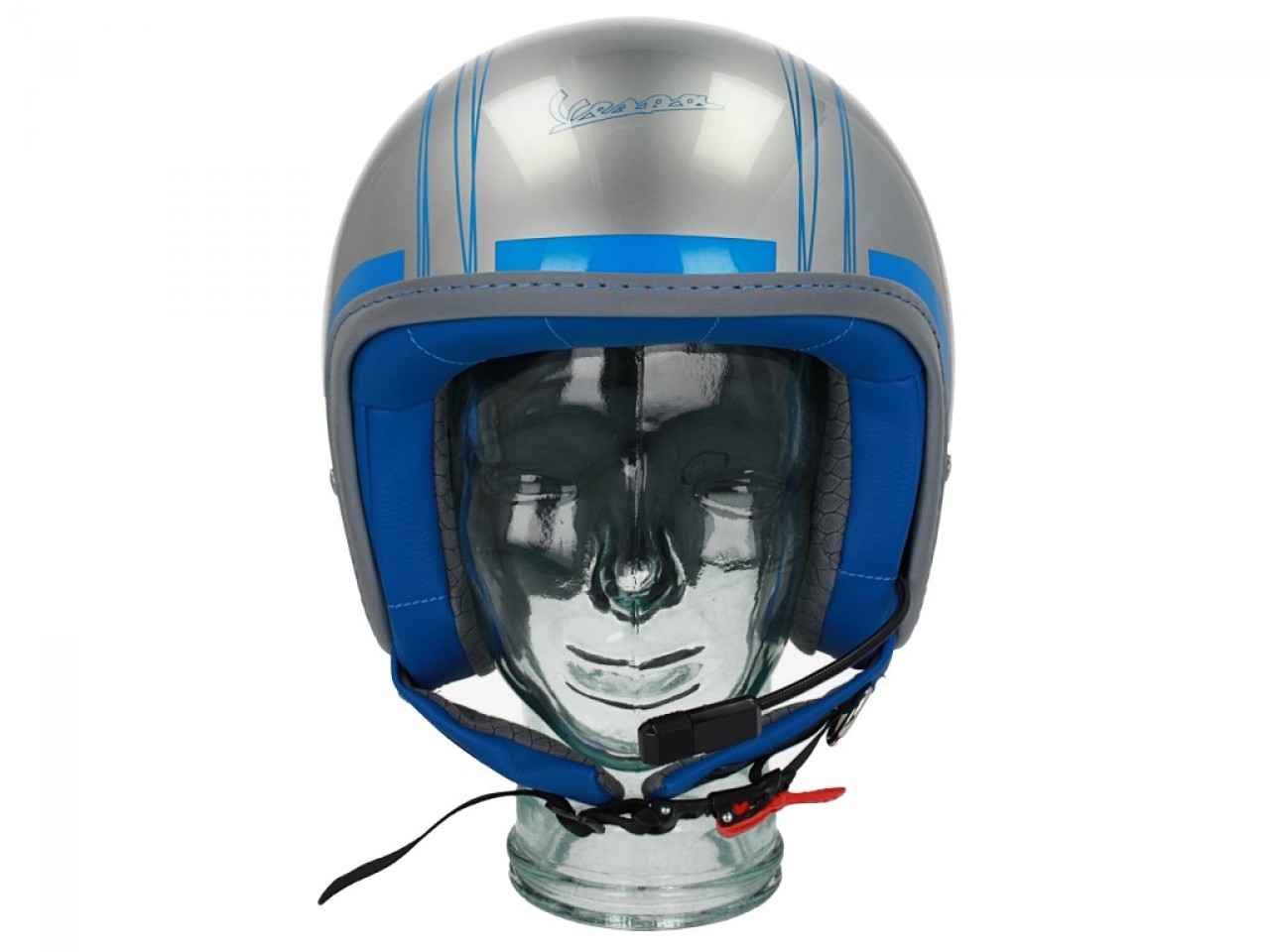 Vespa jethelm Elettrica Tech blu (Bluetooth) zilver