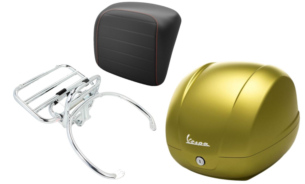 Topkofferset 36L verde leger (333/A), bagagerek chroom voor Vespa GTS 125/300/310
