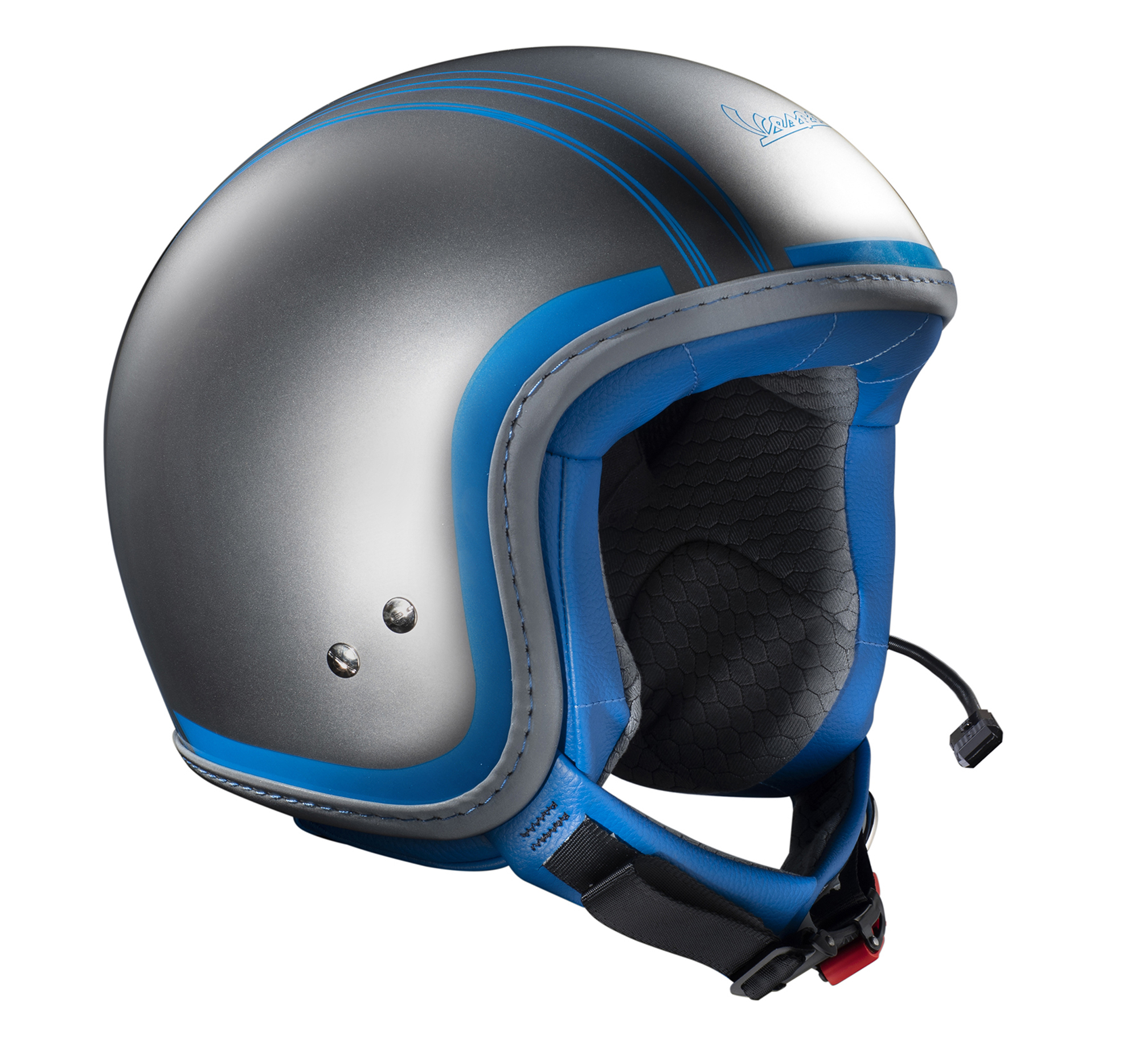 Vespa jethelm Elettrica Tech blu (Bluetooth) zilver