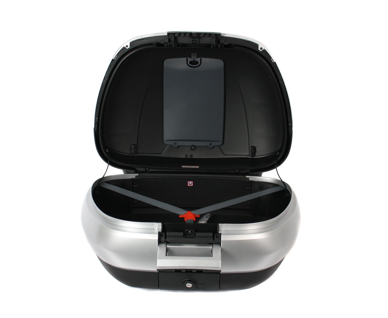 Topkoffer 50 l, (H4_grijs mat 760/B) incl. rugkussen voor Piaggio MP3 500 Sport Advance HPE
