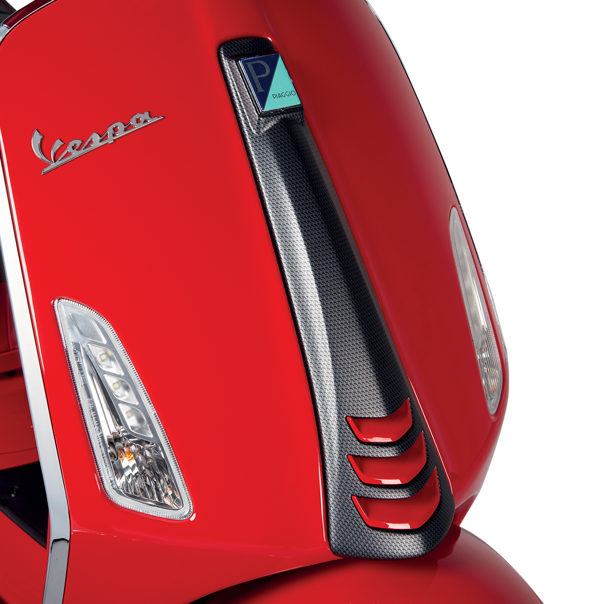 Afdekking voorscherm (cascade) in carbon look voor Vespa Sprint