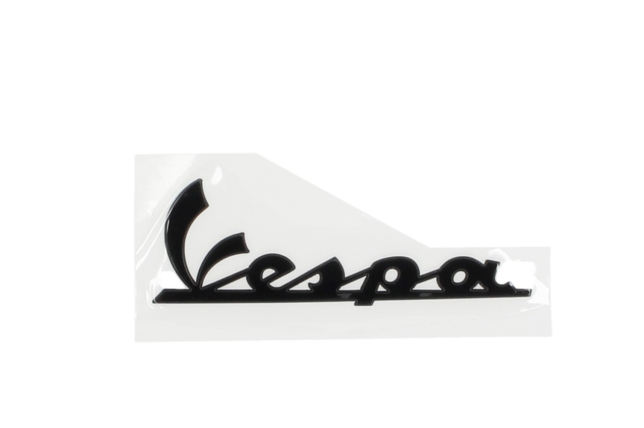 Vespa"-belettering op voorpootschild - glanzend zwart/antraciet