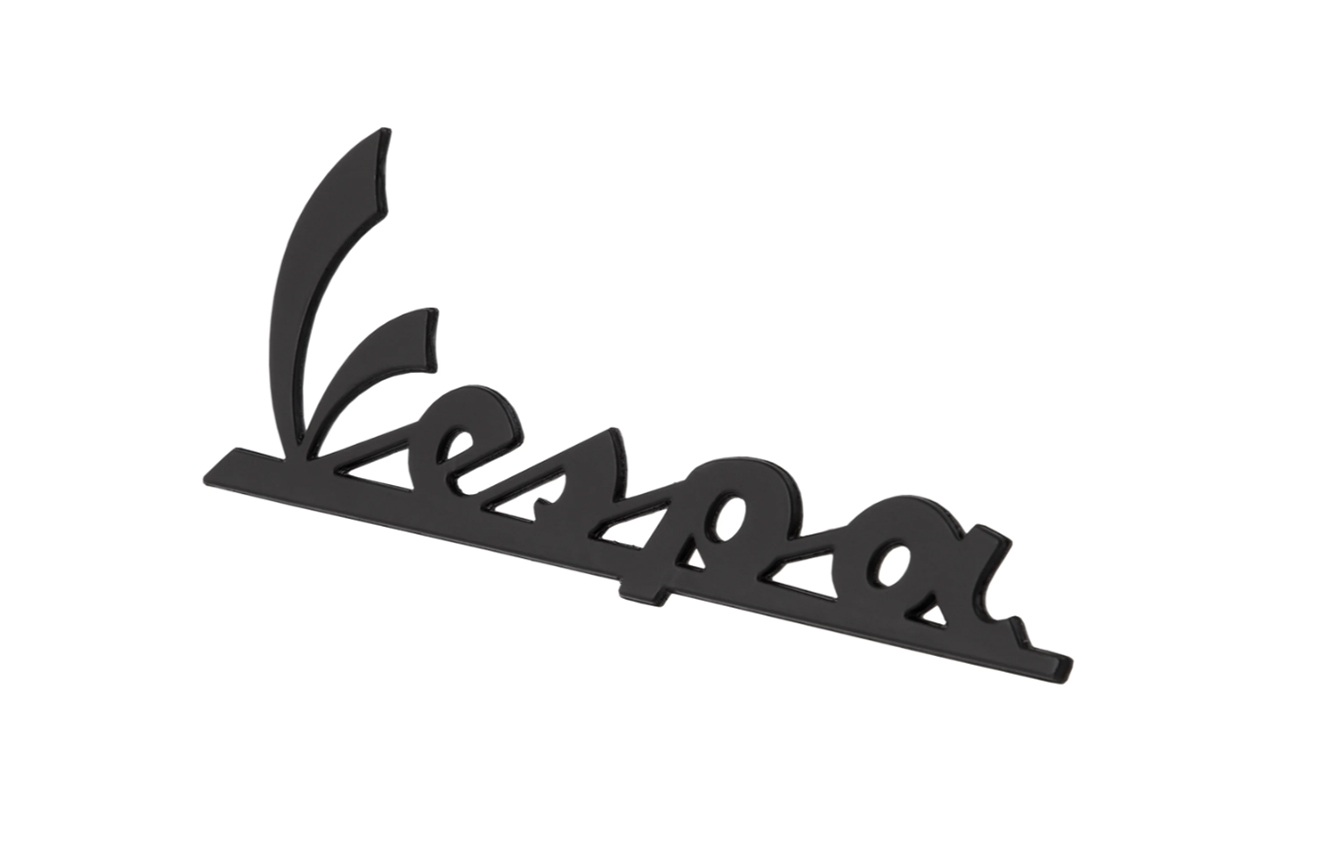 Vespa"-belettering op voorpootschild - glanzend zwart/antraciet