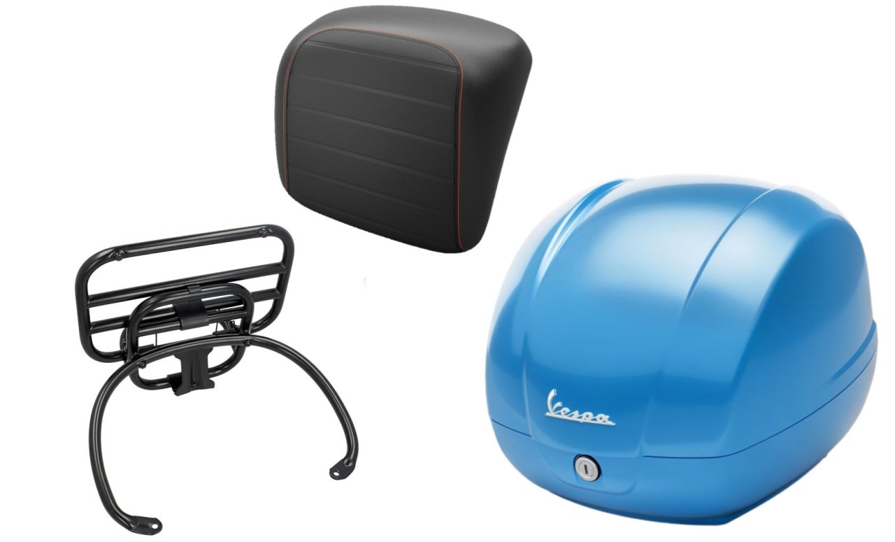 Topkofferset 36L hemelsblauw (A19), bagagerek zwart voor Vespa GTS 125/300/310