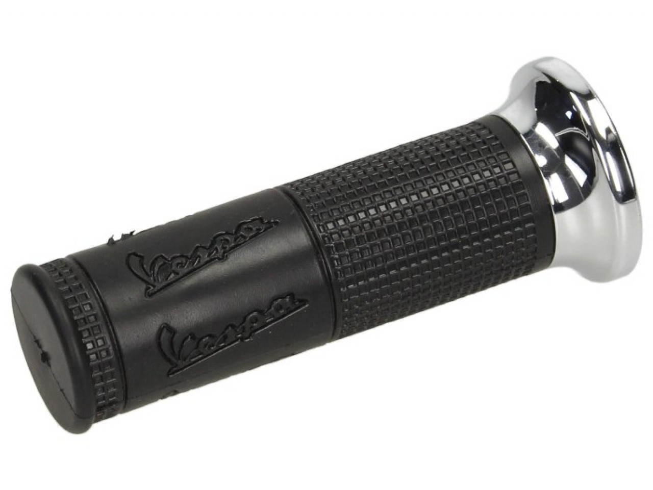 Originele handgreep, zwart "Logo/chroom" voor Vespa ET/​LX/​LXV/​S/​Primavera/​Sprint 50-150 cc