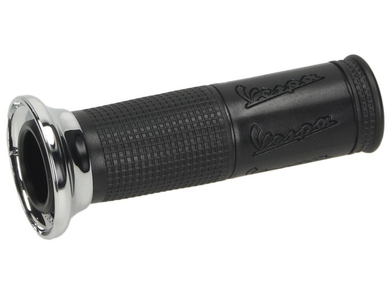 Originele handgreep, zwart "Logo/chroom" voor Vespa ET/​LX/​LXV/​S/​Primavera/​Sprint 50-150 cc