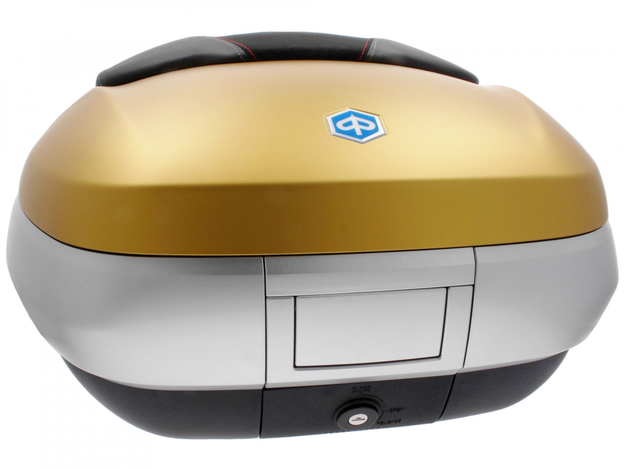 Topkoffer 50 l, (LE_gold matt) incl. rugkussen voor Piaggio MP3 500 Sport Advance HPE